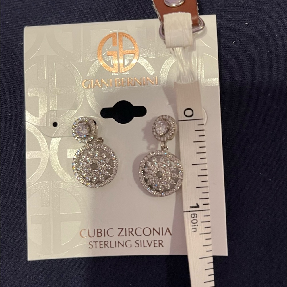 Giani Bernini sterling silver and cz pierced earrings. NWT - Picture 5 of 5